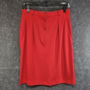 Vtg Anne Klein Pencil Mini Skirt, Cotton Knit, Red, Pockets, Size 12